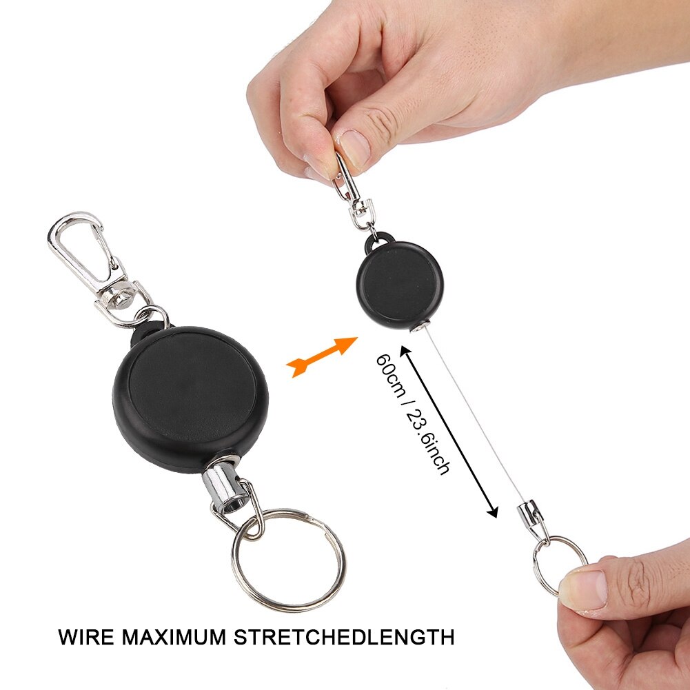 5/10 PCS porte-clés 60cm acier câble métallique rétractable porte-clés étirement clés fermoir Anti-perte porte-clés