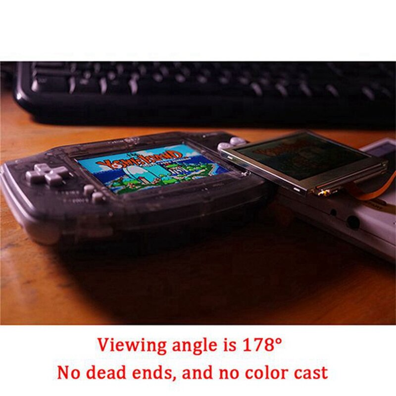 Replacement IPS LCD Screen with Ribbon Cable Screen Cover Repair Full Kit for GBA GameBoy Advance GBA Game Console