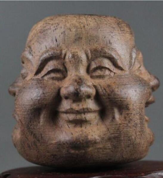 Collectibles Chinese Hand Gesneden houten Tibetaanse Boeddhisme Boeddha hoofd Standbeelden