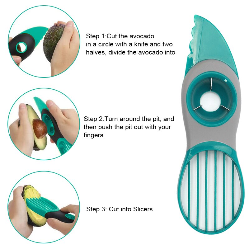 3 in 1 avocado snijder schilmesje multifunctionele fruitsnijder plastic mes schilmesje schep scheidingsgereedschap