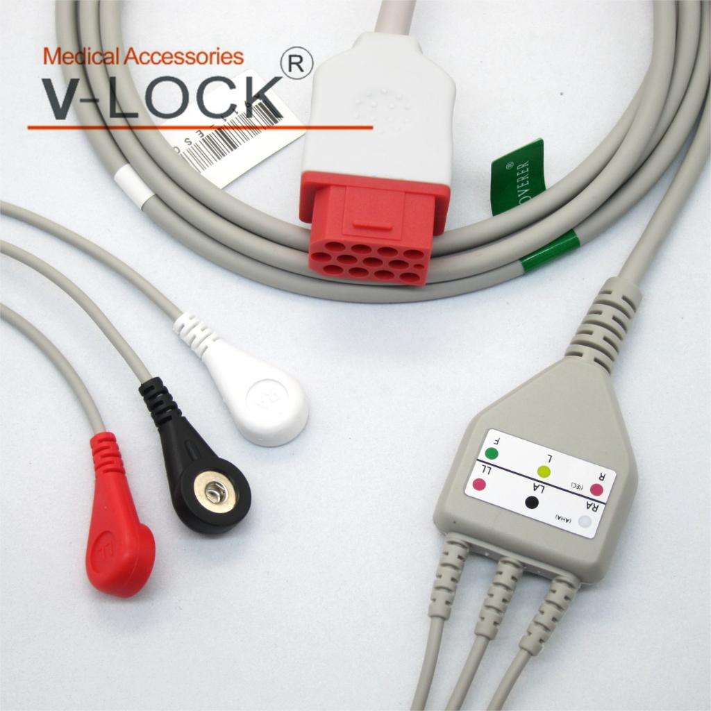 Cable ECG de una sola pieza con 5 cables, clip para monitor de paciente Biomet BM7