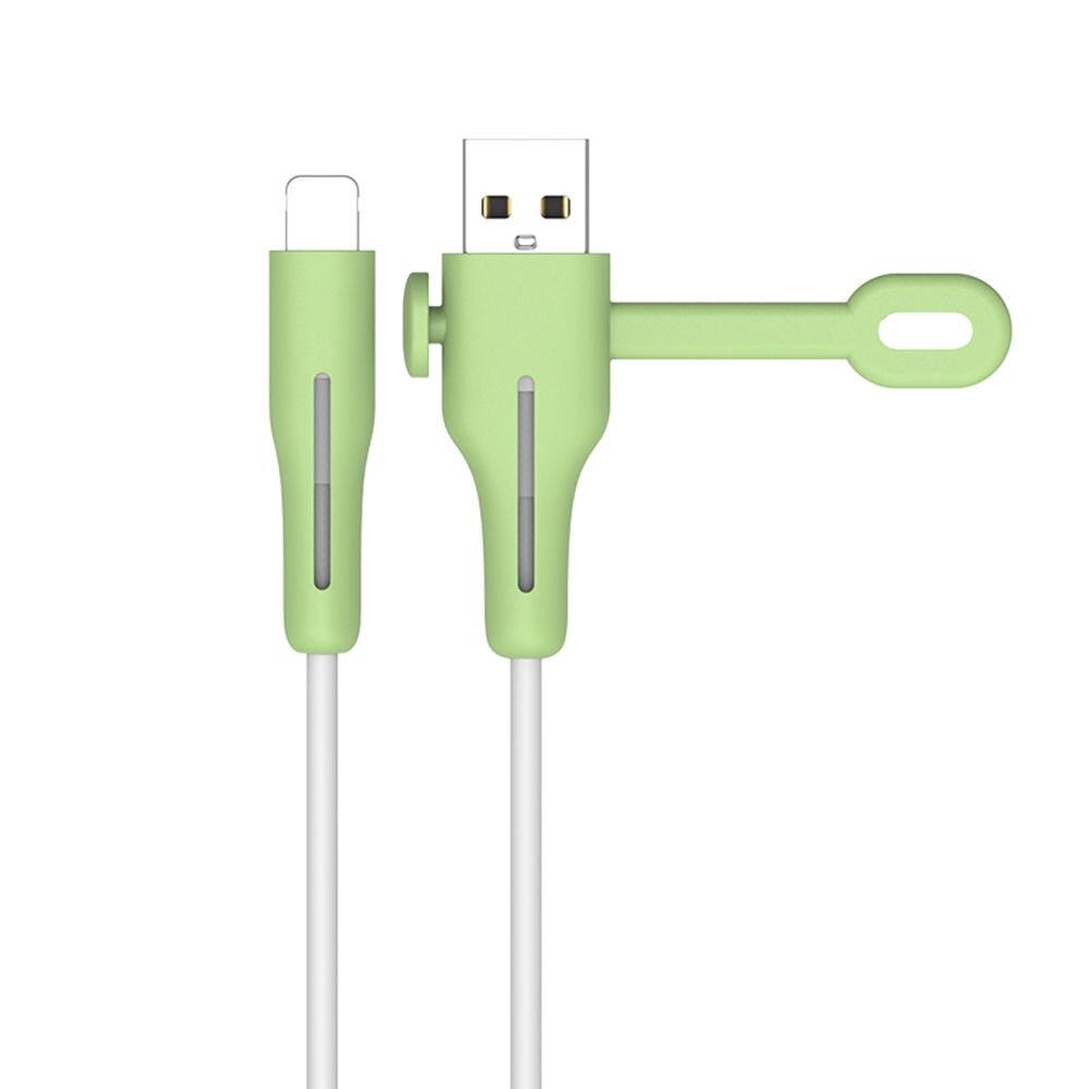 Kaapelinsuoja pehmeä silikonisuojus apple iphonelle usb-laturi kaapelinsuojaus langankelaus käytännöllinen lisävaruste: Vihreä