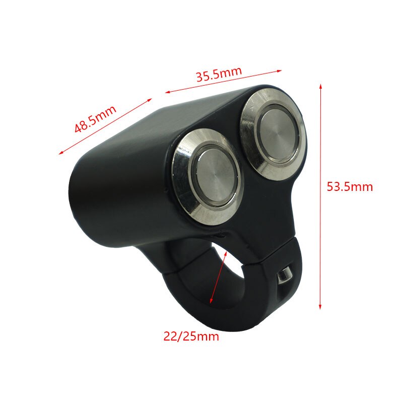 Aluminum 22mm 25mm Motorcycle Switches Headlight Hazard Brake Fog Light ON OFF Control Double Switch With Yellow Indicator Light