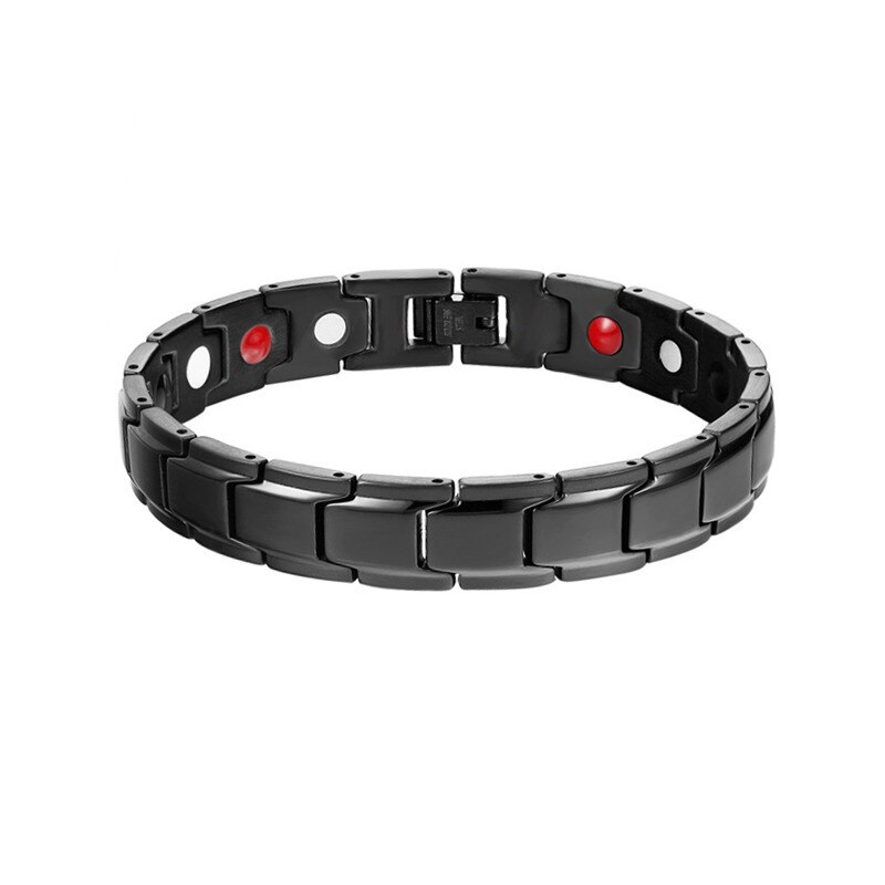 ¡Novedad de ! Pulseras de salud y brazaletes para hombre, brazalete con abalorio de acero inoxidable de poder magnético, joyería para hombre: Black color