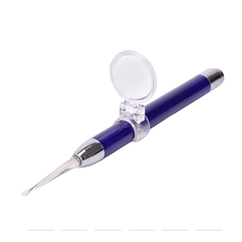 LED FlashLight Baby Earpick Ear Cleaner Endoscope Penlight Spoon Cleaning Ear Curette Light Spoon with Magnifier Ear Wax Removal: Blue  Ear pick