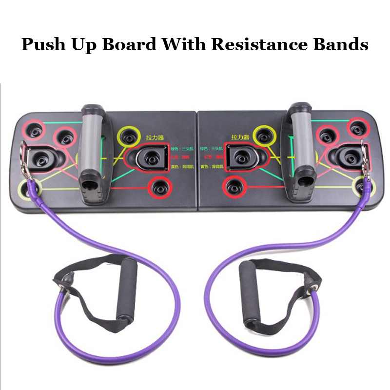 Push up board rack multifunktionel krop omfattende træningsstativ sammenfoldelig krop slankende træning gym system udstyr: Bord med bånd
