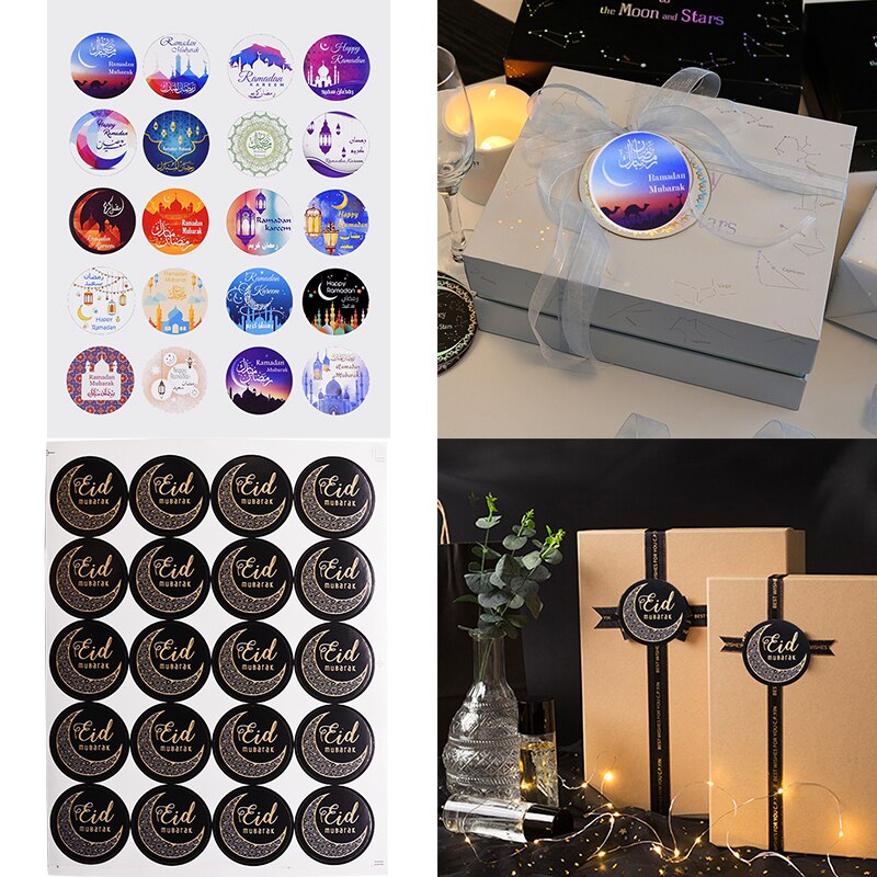 60pcs-120cps Eid Mubarak Decor Aufkleber Box Label Papier Dichtung Aufkleber Eid Ramadan Mubarak Dekorationen Islamischen Muslimischen