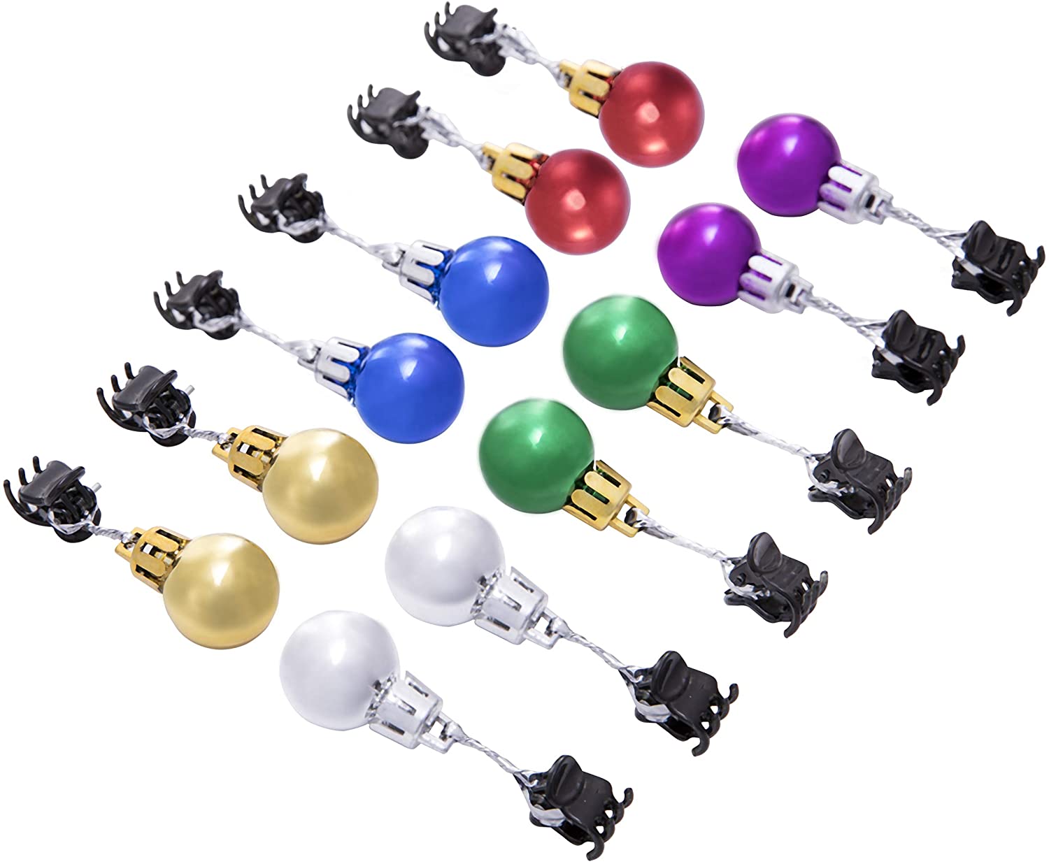 12 pièces décoration de barbe de noël boule de mélange père noël barbe ornement Clip ampoule cloches Clip fête portant