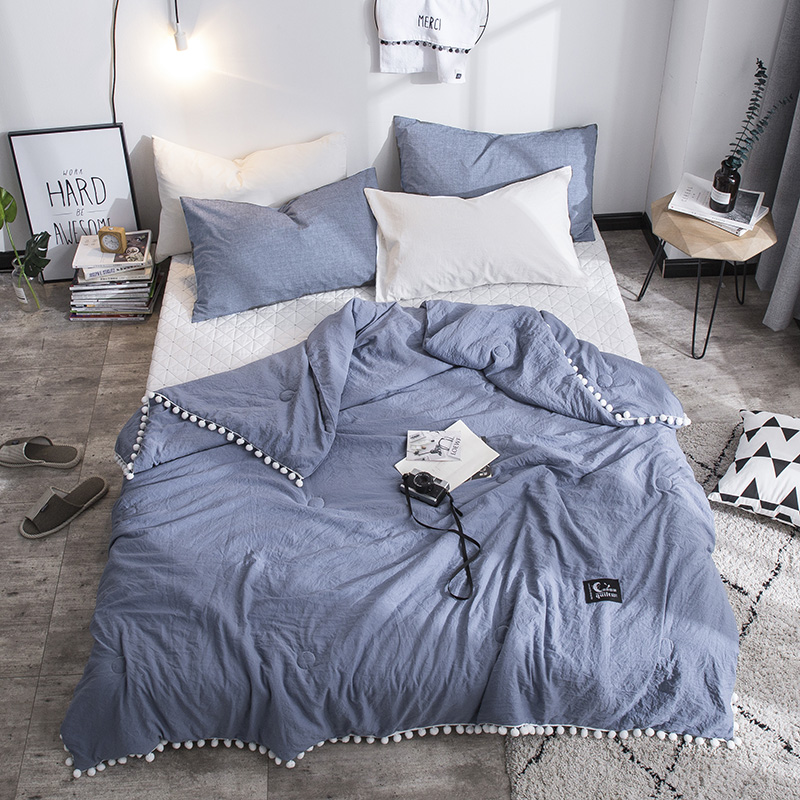 Sommer Decke Frische Rosa Patchwork Decke NäHenne Kleine Kugeln Bettdecke Weiche Bettdecke Solide Bett Abdeckung