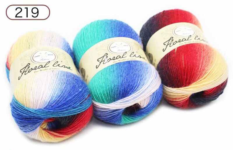 5pcsX100g 100% Cashmere Yarn crochet yarn for knitting Rainbow Line Fancy Melange Combed Sewing: 219