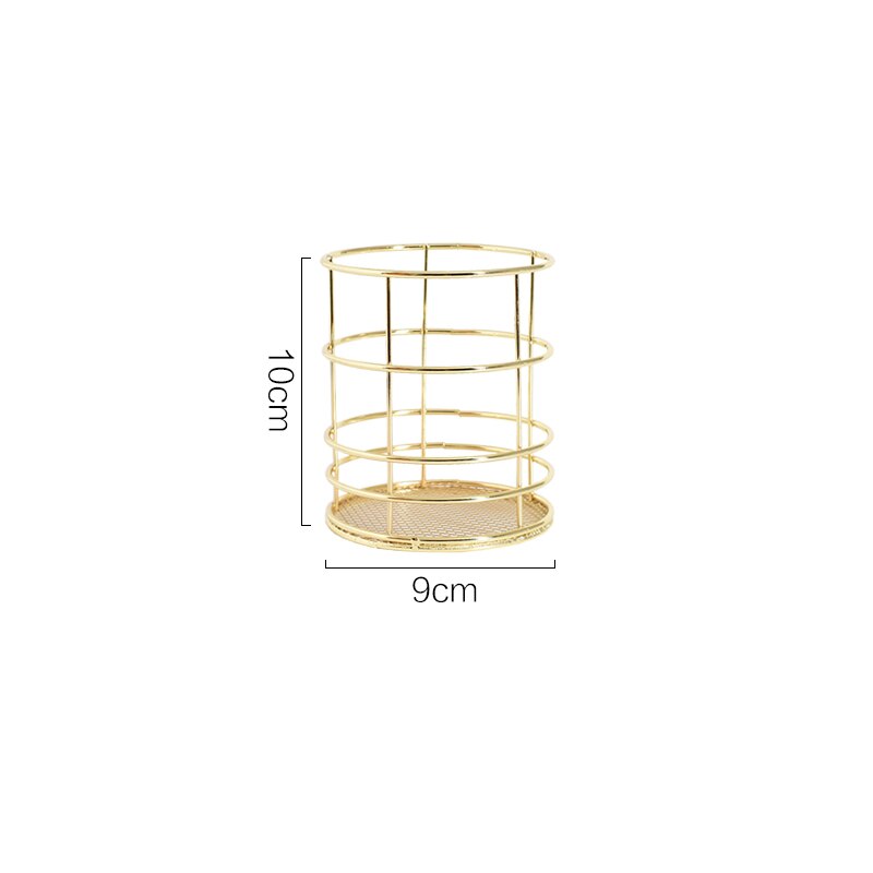 Gold Rosa Metall Draht Lagerung Korb für Haus, Büro, Schreibtisch, Kleinigkeiten, machen-hoch Pinsel Halfter, nordisch Dekor, Eisen Korb Veranstalter: golden-2