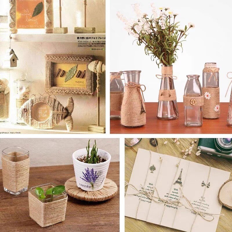 1-14mm Vintage Natural cuerda de yute cordón cadena DIY cesta gato rascarse hecho a mano manualidades embalaje para de jardinería, decoración de la boda