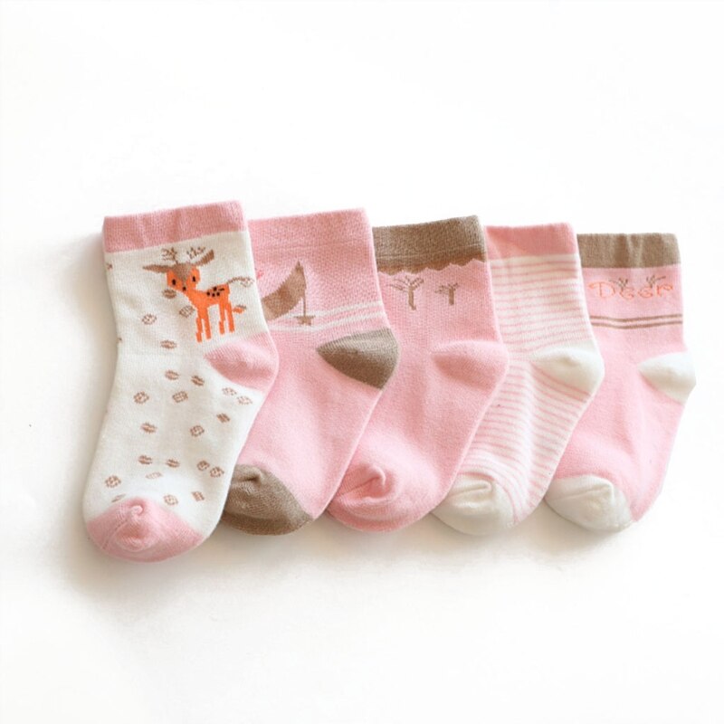 5 Paar/satz Kleinkind Baby Weiche Baumwolle Socken Keine-Unterhose Karikatur Boden Strumpf Frühling Herbst Winter Warme Mittel Rohr Sox für freundlicher Jungen: Kitz