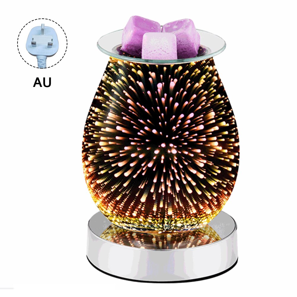 Essential Oil Diffuser Electric Candle Warmer Glass Tart Burner 3D Effect Night Light Wax Melt Warmer For Home Office Bedroom: AU