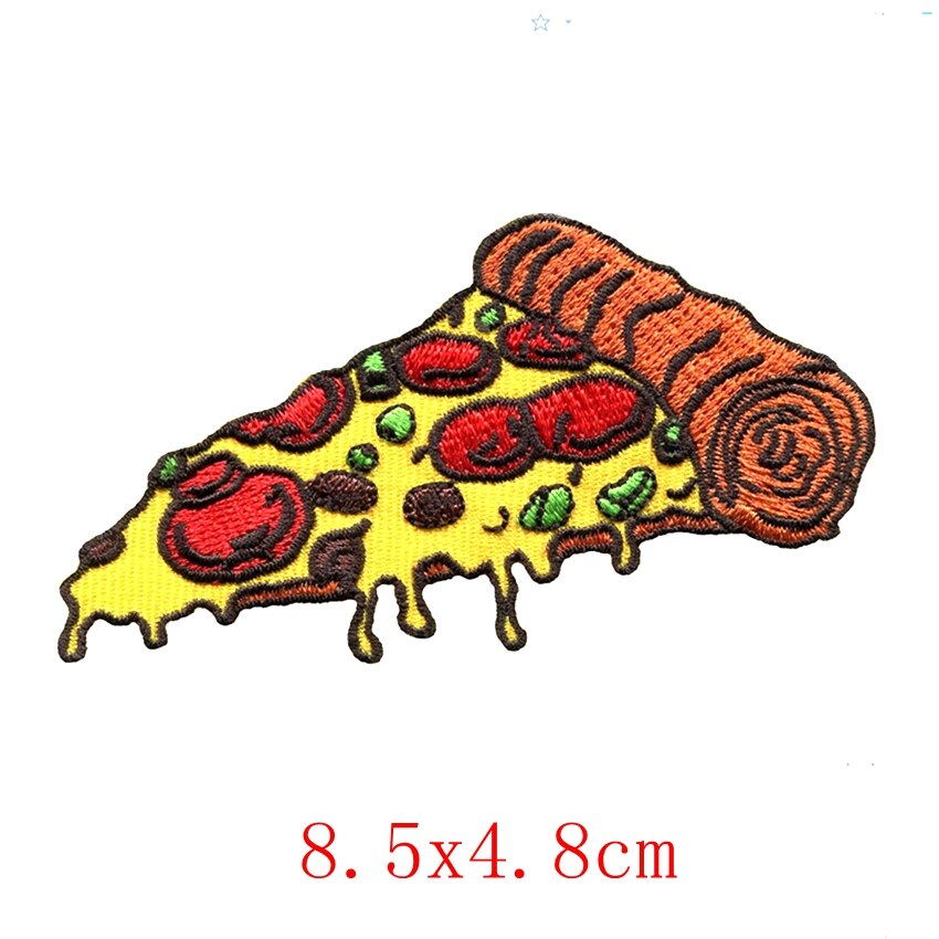 Parches 2 stykker pizza skive jern på patch stof applikation italiensk mad motiv børnemærkat 3.4 x 1.9 tommer  (8.5 4.8 cm)