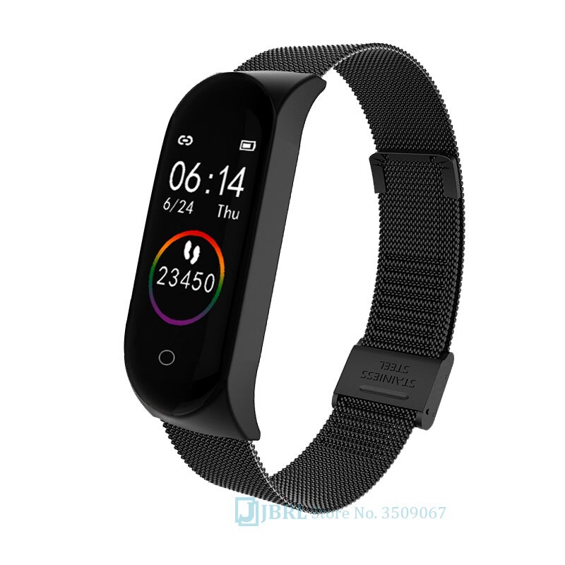 Acier inoxydable montre intelligente femmes hommes pour Android IOS Smartwatch électronique horloge intelligente Fitness Tracker Bluetooth montre intelligente: black