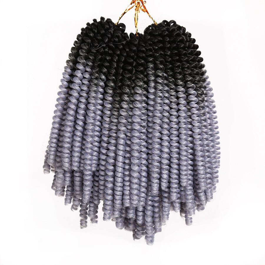 8inch Spring Twist Crochet Braids Synthetic Braiding Hair Crochet Hair Extensions 30 strands/pack Golden Beauty: T1B/Grey