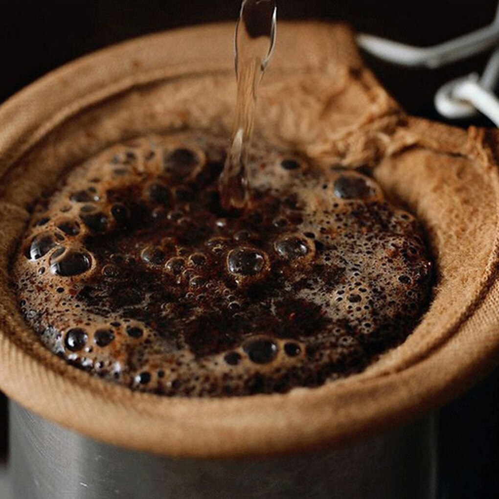 Saco de filtro de café reusável alça de aço inoxidável flanela pano filtro deixando cair pote malha cesta ferramentas