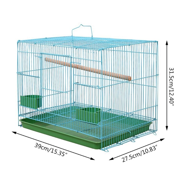 Wire Rectangular Small Cage for Small Birds and Canaries Rekord Equipped Feeders