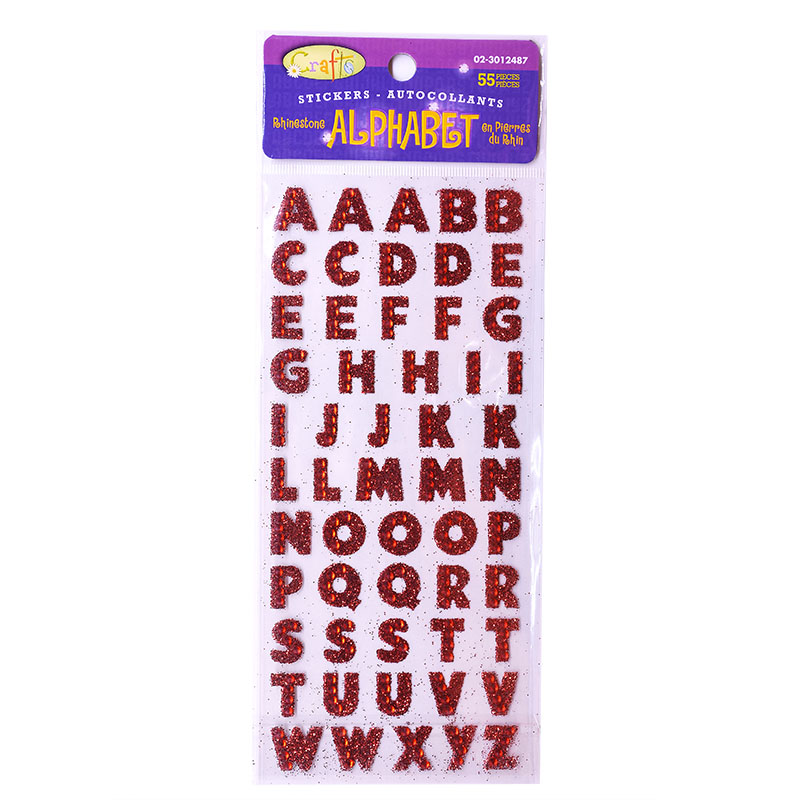 Pegatinas de letras de diamantes de imitación, 1 hoja, letras del alfabeto brillantes, autoadhesivas, bricolaje, para PC, decoración de teléfono, de nombre, suministros de álbum de recortes: P04 Red