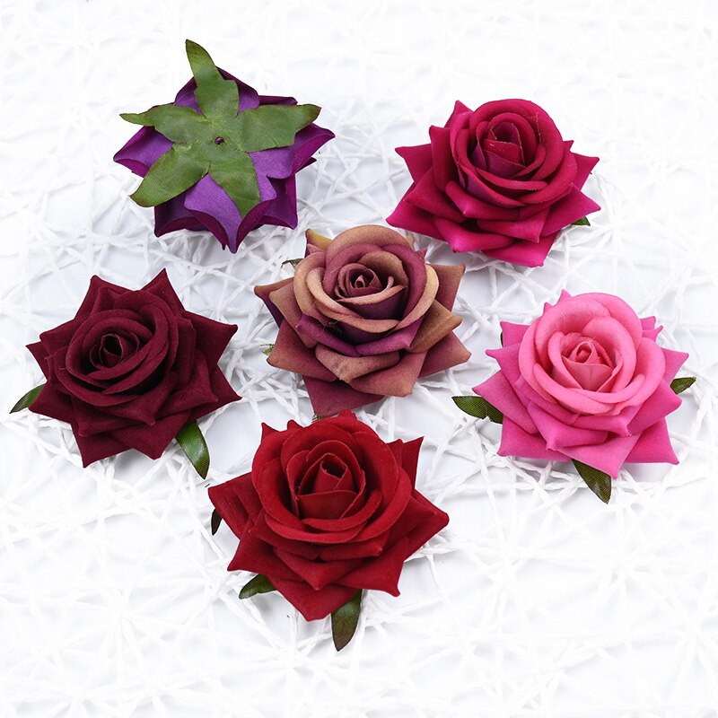 100 stk flannel roser silke blomster væg kunstige planter hjem bryllup dekoration diy scrapbog slik æske broche foto rekvisitter