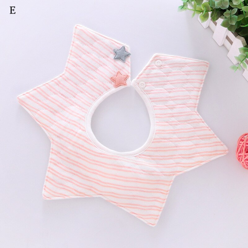 3 Lagen Baby Katoen Bib Ster Baby Waterdicht Bandana Ronde Jongens Meisjes Voeden Speeksel Handdoeken Zachte Comfortabele: E