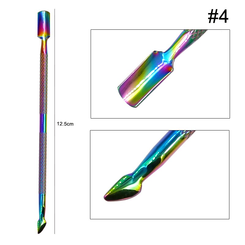 Dual-ended Chameleon Nail Cuticle Pusher Set Dead-skin Remover Cuticle Nipper Clipper Scissor Stainless Steel Manicure Tool: 04