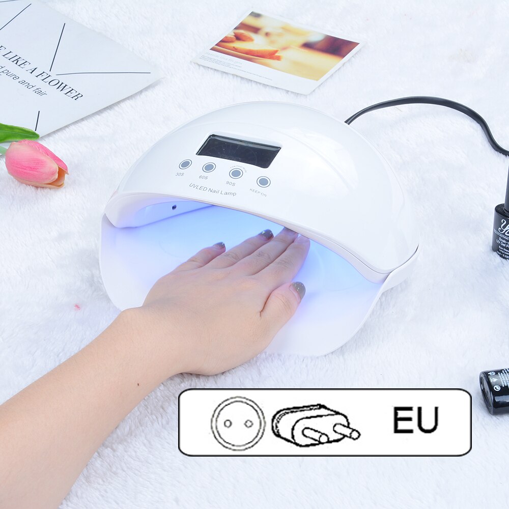 Hotest 48W Nagel Droger UV LED Nagel Lamp Gel Polish Curing Lamp met Bodem 30 s/60 s /90s Timer LCD Display Lamp voor Nail Droger: 48W EU Plug