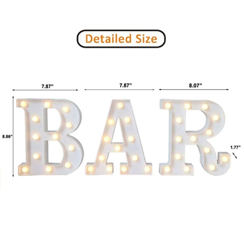 Letter Light Signs, Light Up Alphabet Letters, Suitable for Wedding Birthday Party Christmas Home Bar Decoration
