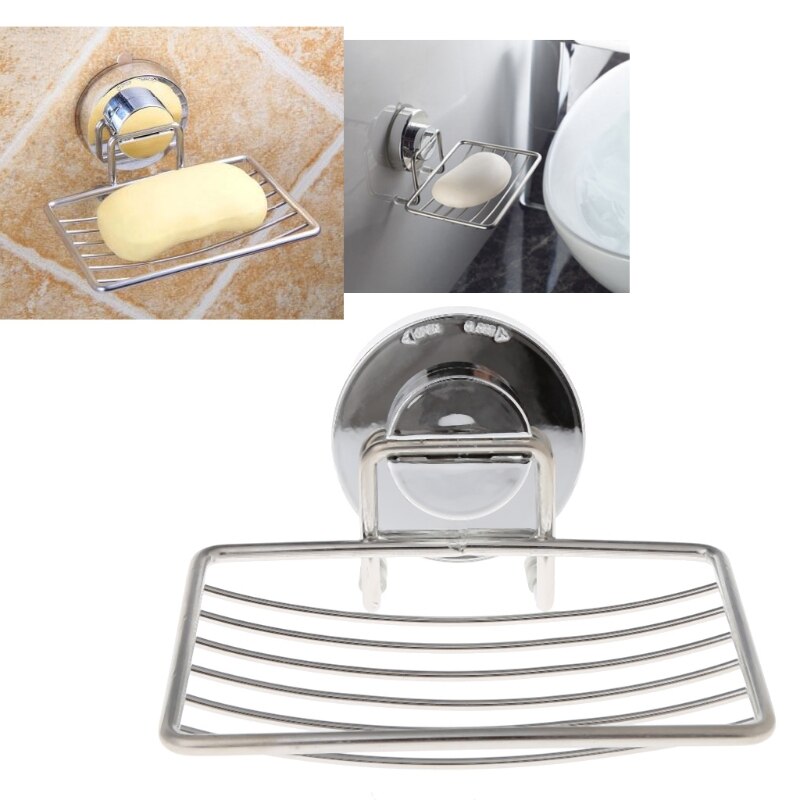 Stainless Steel Vacuum Suction Cup Soap Saver Dish Soap Tray Soap Holder