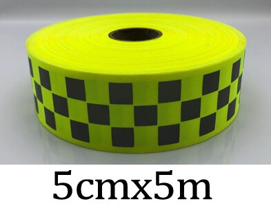 Lille firkantet stof fluorescerende reflekterende båndbånd syet på: 5 cm x 5m gule