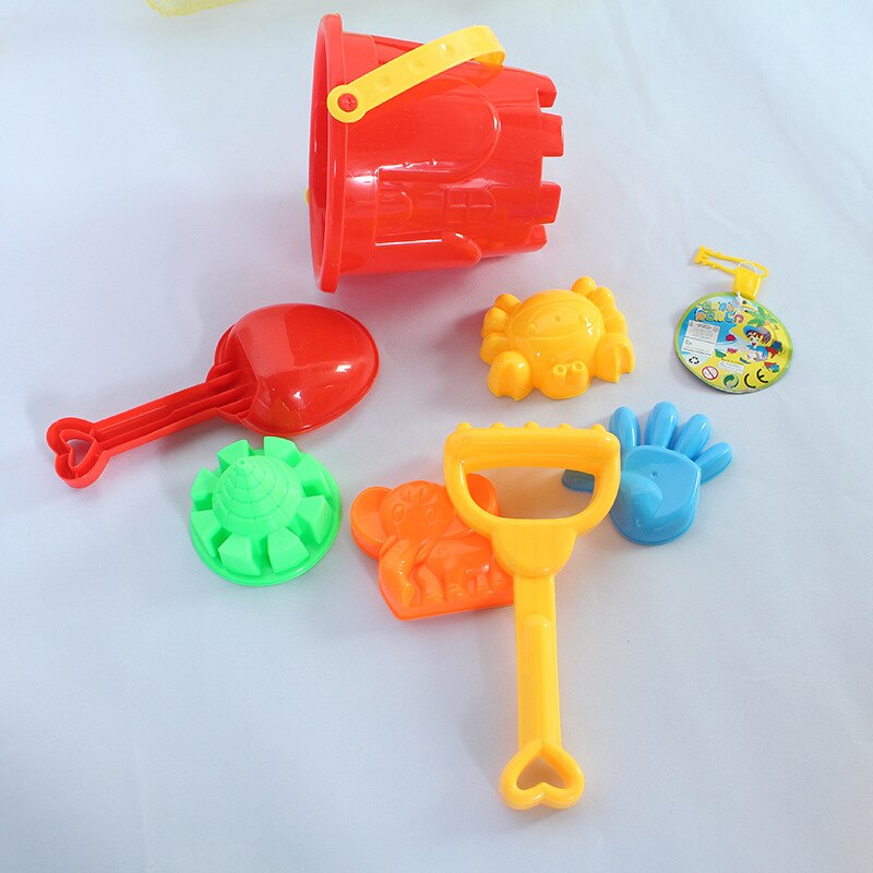 Juguetes de playa grandes para niños, Cubo de Playa Grande, juego de 7 piezas con pala, rastrillo, juguetes de playa de plástico, suministros de juego para padres e hijos