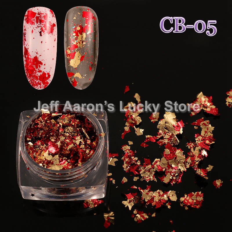 Glitter nagelfolie goud zilver decal pailletten platina papier metaal manicure nagelkunst decoratie benodigdheden gereedschap 10 kleuren beschikbaar: Cb05