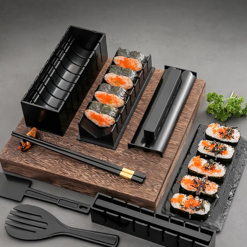 10Pcs/Set DIY Sushi Maker Equipment Kit Japanese Rice Ball Roller Cake Roll Making Multifunctional Mould Tools Kitchen Gagdets