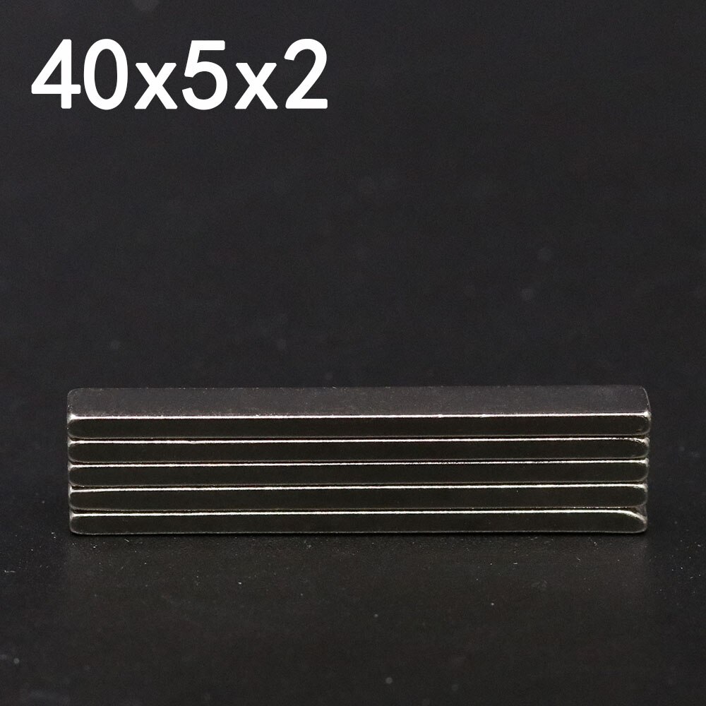 10/30/60Pcs 40X5X2 Neodymium Magneet 40Mm X 5Mm X 2mm N35 Ndfeb Blok Super Krachtige Sterke Permanente Magnetische Imanes