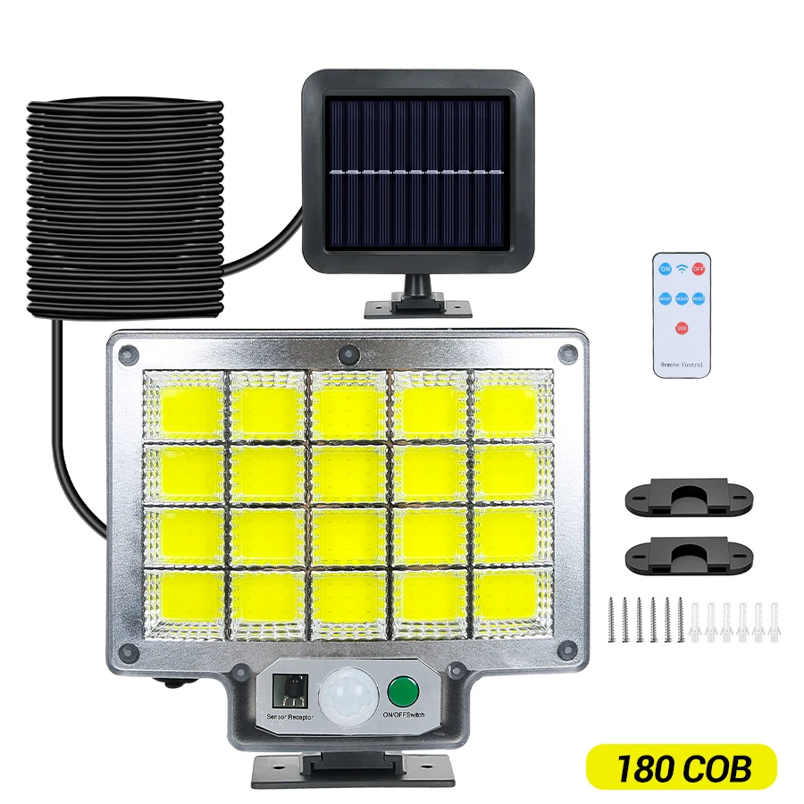 LED-wandlampen op zonne-energie Split Type Garage Binnenplaatsverlichting Superheldere waterdichte straatverlichting met detectie van het menselijk lichaam: WHITE