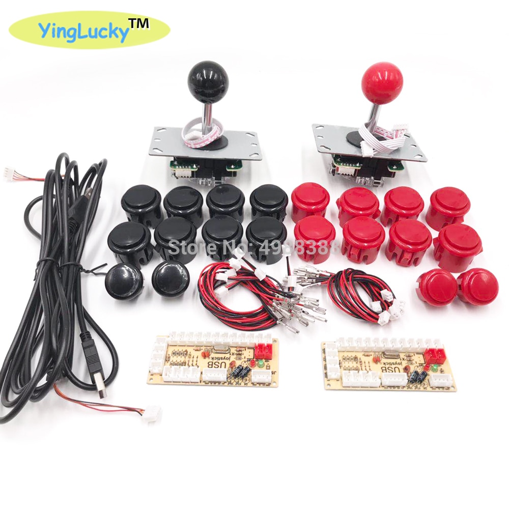 Zero Delay USB Encoder fo Pc Arcade Joystick Buttons DIY Kit With 2pin Cables 8 Way 5pin Joystick for Mame Jamma Machine