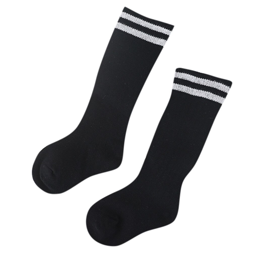 Neue Kinder Kleinkinder Mädchen Gestreiften Knie Hohe Lang Weiche Baumwolle Spitze Baby Socken Kinder: Black / 4-7