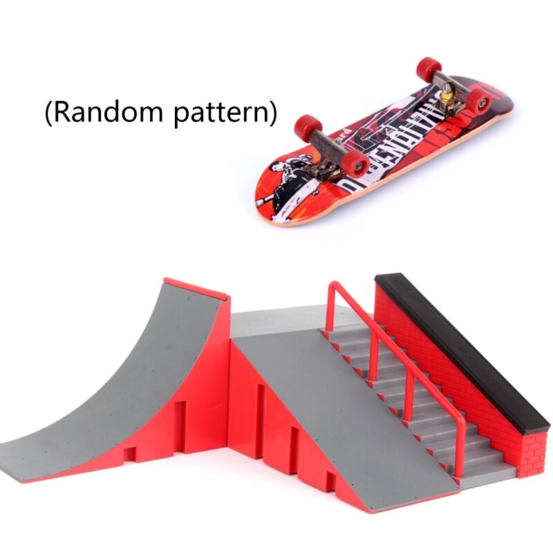 Finger Skate Park Kit Ramp Part with 1 Finger Skateboard Mini Scooter Scene Prop