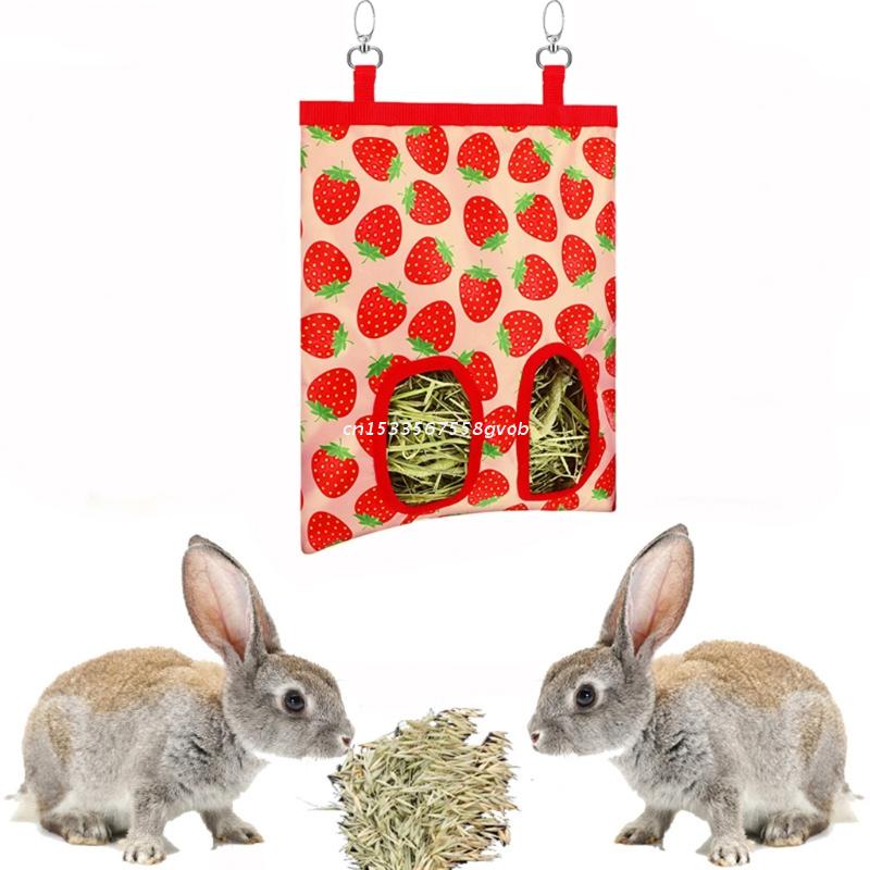 Bolsa alimentador de heno de conejo, sacos de almacenamiento de alimentación de heno, bolsas alimentadoras colgantes,