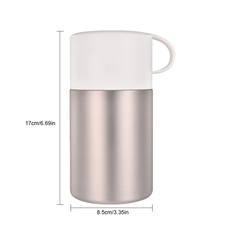 Pot de nourriture de bouteille de vide d'acier inoxydable de 600Ml bécher braisé Thermoses thermiques de soupe d'isolation de Pot de ragoût avec le pliage portatif S
