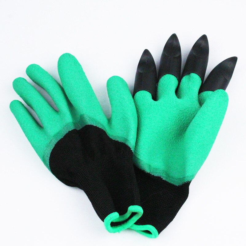 Rubber waterproof safety planting gloves Gardening digging planting tool gloves Garden home agricultural tools: One hand with paw