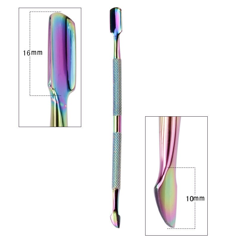Dual-Ended Chameleon Nail Cuticle Pusher Dode-Skin Remover Rainbow Rvs Nail Art Tool: G-A010-3