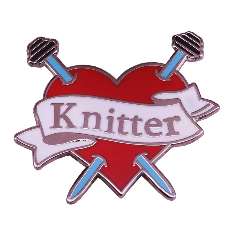 Broche en tricot pour femmes, Badge en fil d'art en émail, broche pour pull, chemise, manteau, sac à dos, accessoires de bijoux mignons: Titane plaqué