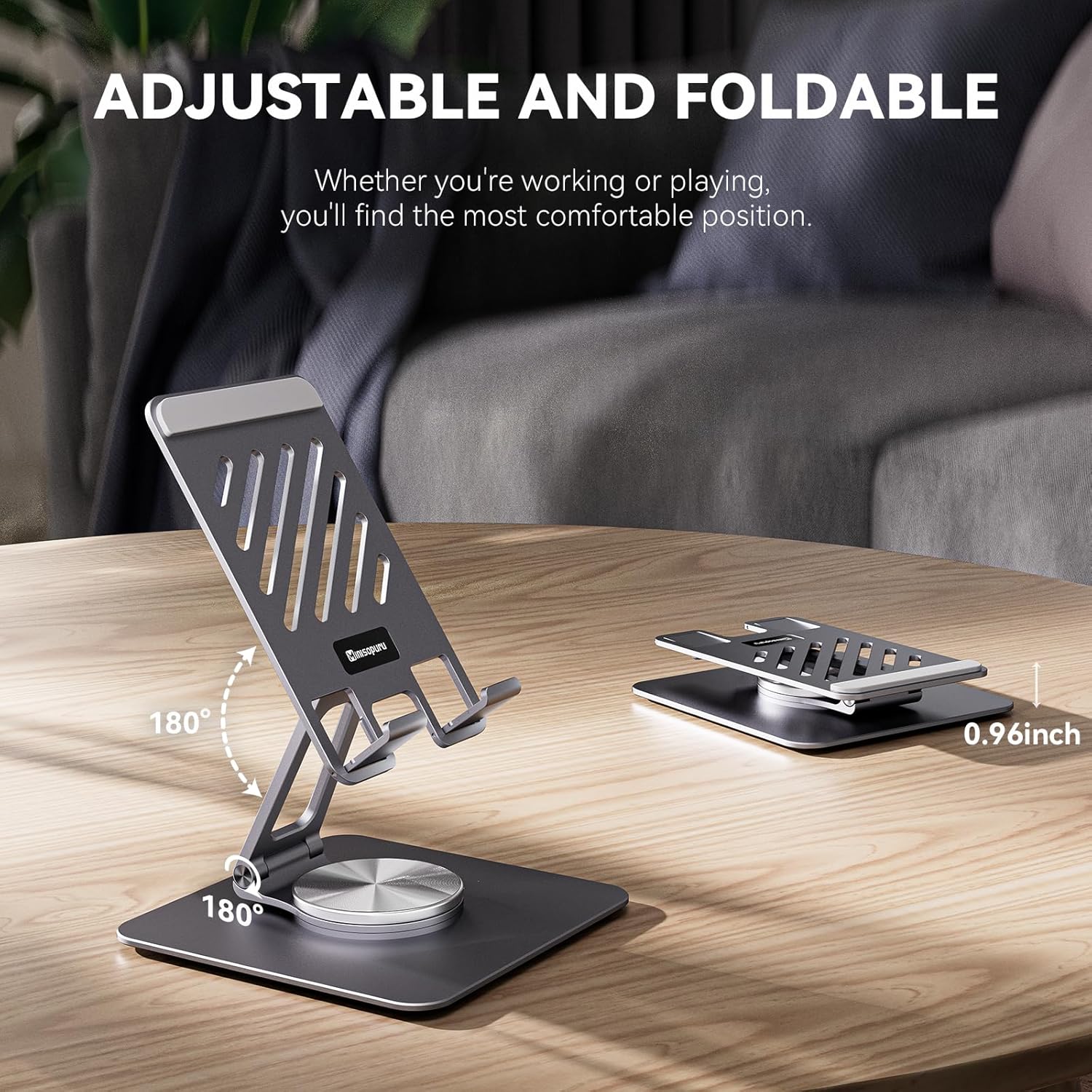 Minisopuru iPad-standaard voor bureau 360-draaibaar Opvouwbare draagbare monitorstandaard iPad-accessoires voor thuiskantoor 2024 iPad Pro-standaard