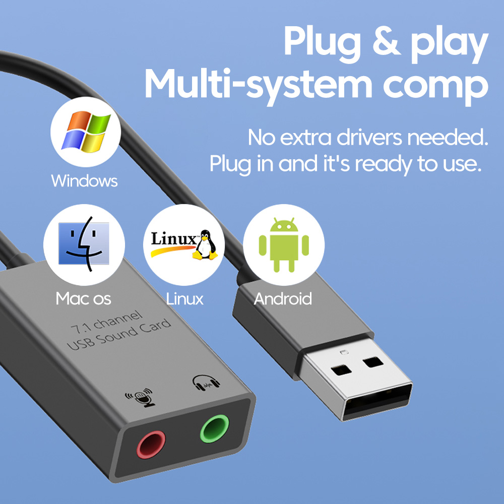 Adaptador de placa de som externa usb para 3.5mm USB-C para jack 3.5mm fone de ouvido microfone para laptop macbook pro placa de som usb externa