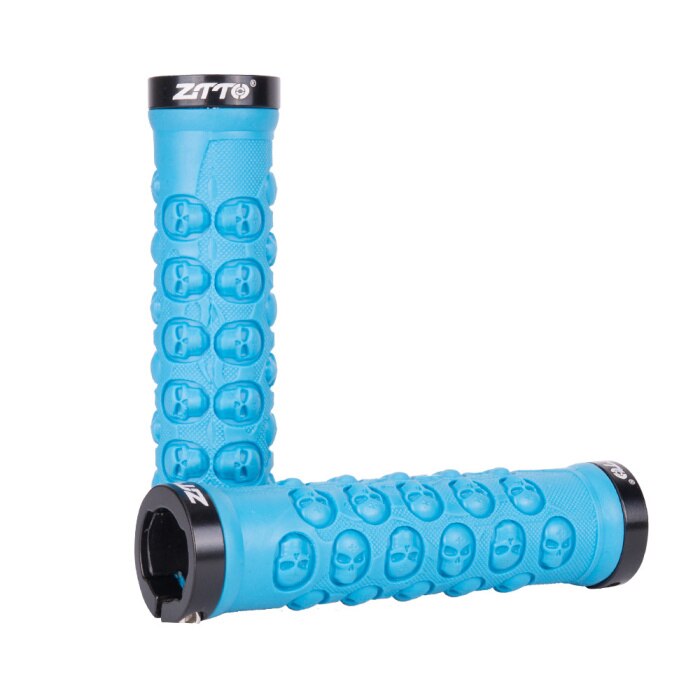 Rubber Bicycle Grips Double Side Lock-on Handlebar Grips Anti-skid Shock-absorbing Skull Gripsl MTB Fixed Gear Bike Grips