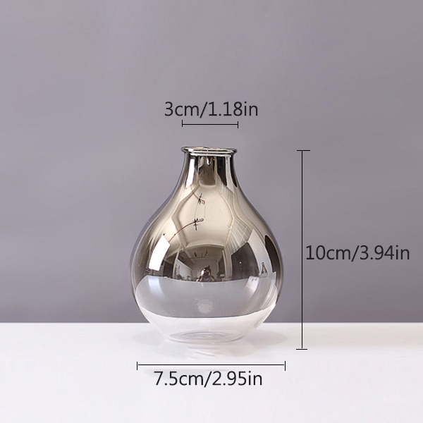 Nordisk glasvase sølv gradient tør urtepotter desktop ornament boligdekoration planter holder møbler hydroponics: B