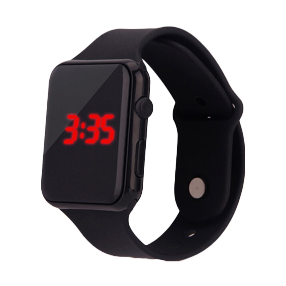 LED Digital Sport Watch for Boys Girls Men Women Unisex Rectangle Dial Display Plastic Electronic Wrist Watch montre homme: Black
