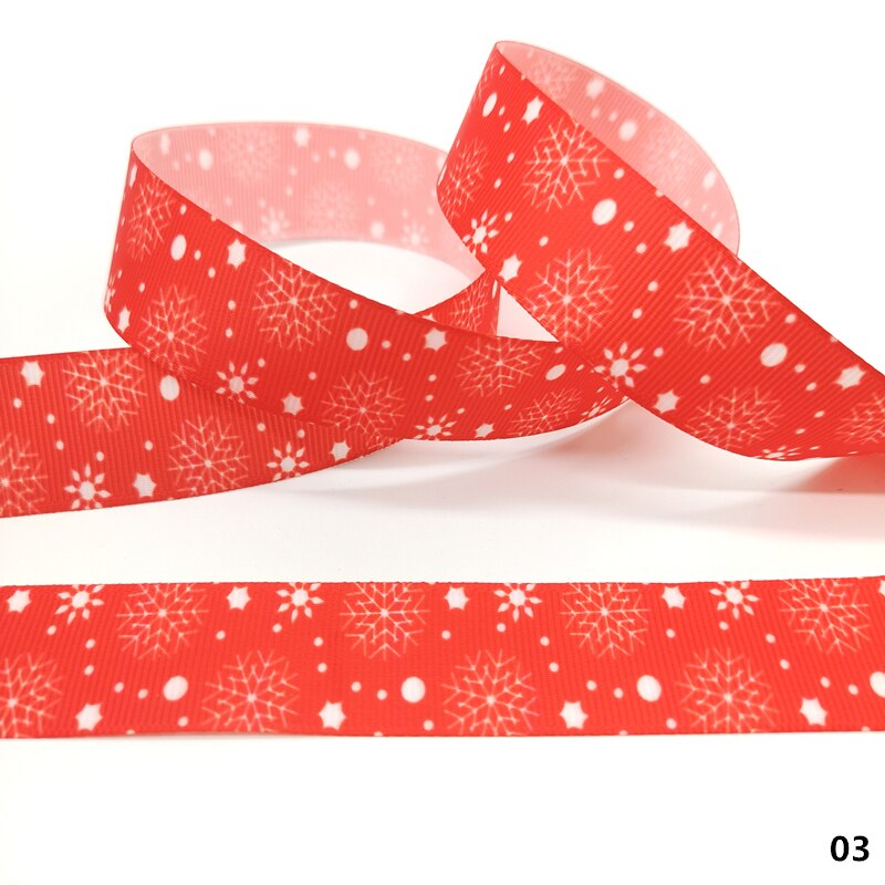 5 yards 25mm julebånd termisk overføring trykt grosgrain bånd for innpakning bryllup dekorasjon hårsløyfer gjør det selv: 03